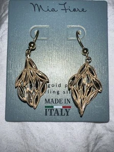 Mia Fiore Orecchini a Goccia Spirale Argento Sterling Placcati Oro Giallo 18Kt - Foto 1 di 3