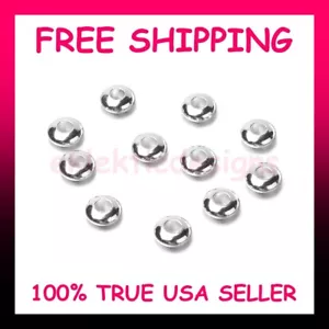 5mm 25pcs Silver Plated BRASS Smooth Rondelle Disc Saucer Spacer Beads FREE SHIP - Picture 1 of 5