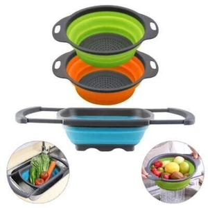 3Pcs Strainer Foldable Heat Resistant Collapsible Colander for Rinsing&Draining - Picture 1 of 8
