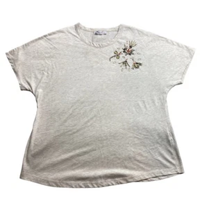 Per Una Ladies T Shirt UK 16 Dragon Fly Natural Mix Cotton Blend Stretch Top Tee - Picture 1 of 12