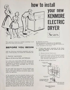 Vintage 1970's Sears Kenmore How To Install Your New Dryer Pamphlet - Picture 1 of 3