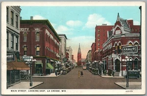 LA GROSSE WI MAIN STREET ANTIQUE POSTCARD - Picture 1 of 2