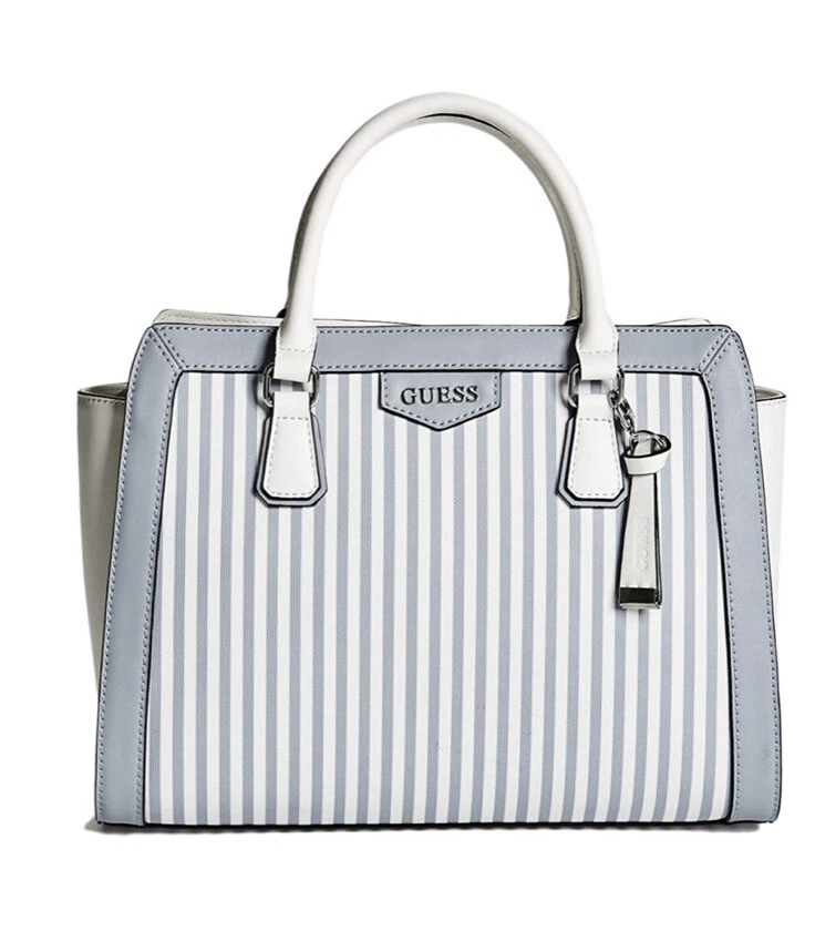 Bolso Guess Factory Lenora Saffiano. Rayas azules y blancas. Cartera. Bolso de mano Foto 1 de 4