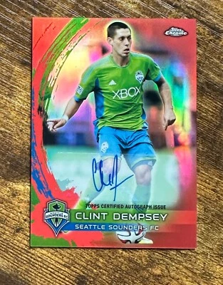 2014 Topps Chrome MLS Autographs Red Refractors #79 Clint Dempsey /25 #X10033 - Image 1 of 2