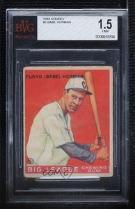 1933 Goudey Big League Chewing Gum R319 Babe Herman #5 BVG 1.5 Rookie RC