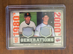 2008 Upper Deck SP Legendary Cuts Will Clark Justin Morneau Game Used Relic Card