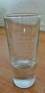 Huge TEQUILA REPOSADO Shot Glass 100 Years AGAVE TEQUILA 4 oz Heavy Glass Bottom - Picture 1 of 2