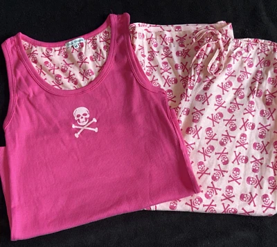 NEW Villa Firenze Pink Pirate 2 PC Summer Pajama Set Tank Top Pants Junior Small - Image 1 of 4