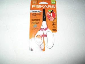 NEW FISKARS Scissors pointed tip -safety edge blade Children Kids BaseBall Art - Picture 1 of 5
