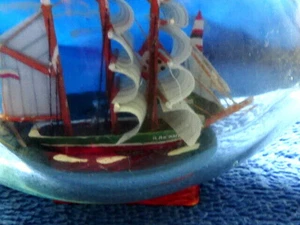 3 Masted Sailing Ship Amazing Detail in a 6" long pinch bottle "Ship in Bottle" - Picture 1 of 10
