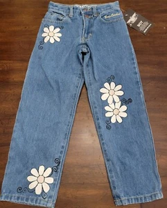 NWT BOY LONDON Retro Flower Power Kids Size 6 Painted Boutique Jeans - Picture 1 of 3