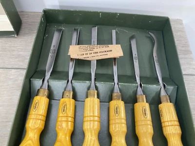 Vintage Marples Turning Carving Tool Chisel Set M152 Complete in Box Wood Handle - Image 1 of 4