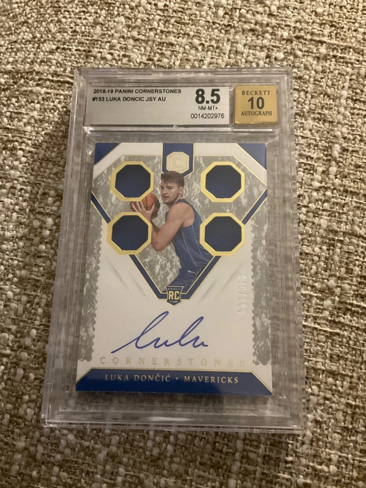 2018 Panini Cornerstones #/199 ROOKIE PATCH AUTO RPA Luka Doncic #153 BGS 8.5 - Image 1 of 2