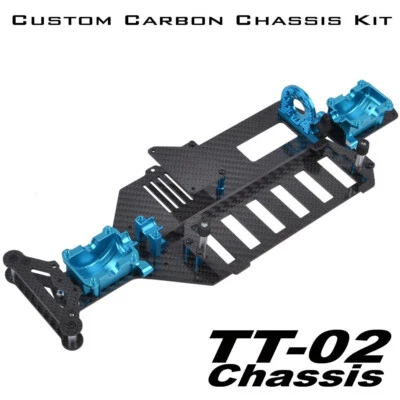 Carbon Aluminum Chassis Frame Kit for Tamiya TT-02 Type-SRX TT-02D TT-02RR TT02 - Image 1 of 4
