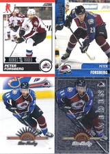 Peter Forsberg 1997-98 Leaf & Sweden 1999-00 In The Game 2010-11 Score 4-Cards