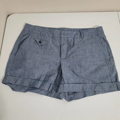 Bermuda Banana Republic tamanho 6P Petite algodão botão zíper bolsos leves - Imagem 1 de 4