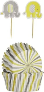 Mason Cash Tropical Prosecco Gin & Tonic Elephant Cupcake Case Toppers Set Of 48 - Picture 1 of 17