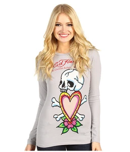 NWT ED HARDY L/S Basic Tee  PREMIUM DESIGNER TEES CHRISTIAN AUDIGIER ALL SIZES - Picture 1 of 15