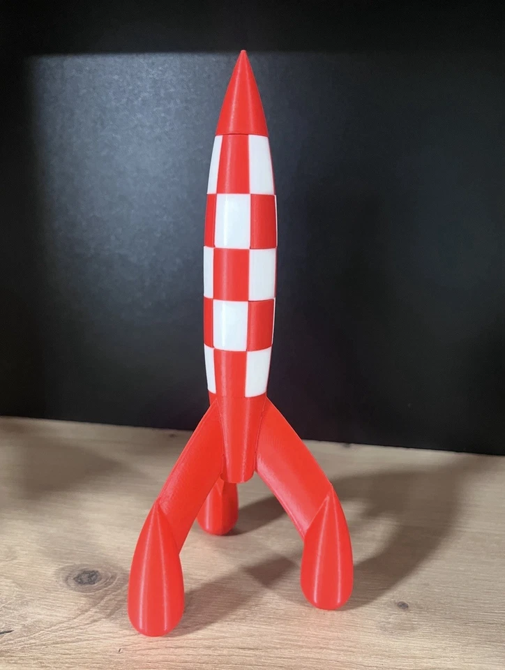 Tintin Moon Rocket Figure, 3D Printed Collectible, 20 cm Tall, Decor - Imagen 1 de 1