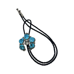 Freddie Maloney, Bolo Tie, Kingman Turquoise, Navajo, 40" - Picture 1 of 4