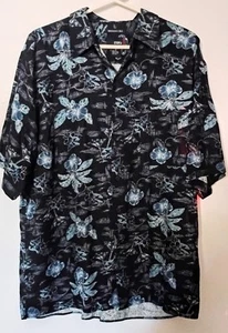 Utopia Para Hombres XL Lavable Seda Hawaiana Floral Manga Corta Botones 52" Pecho - Imagen 1 de 2