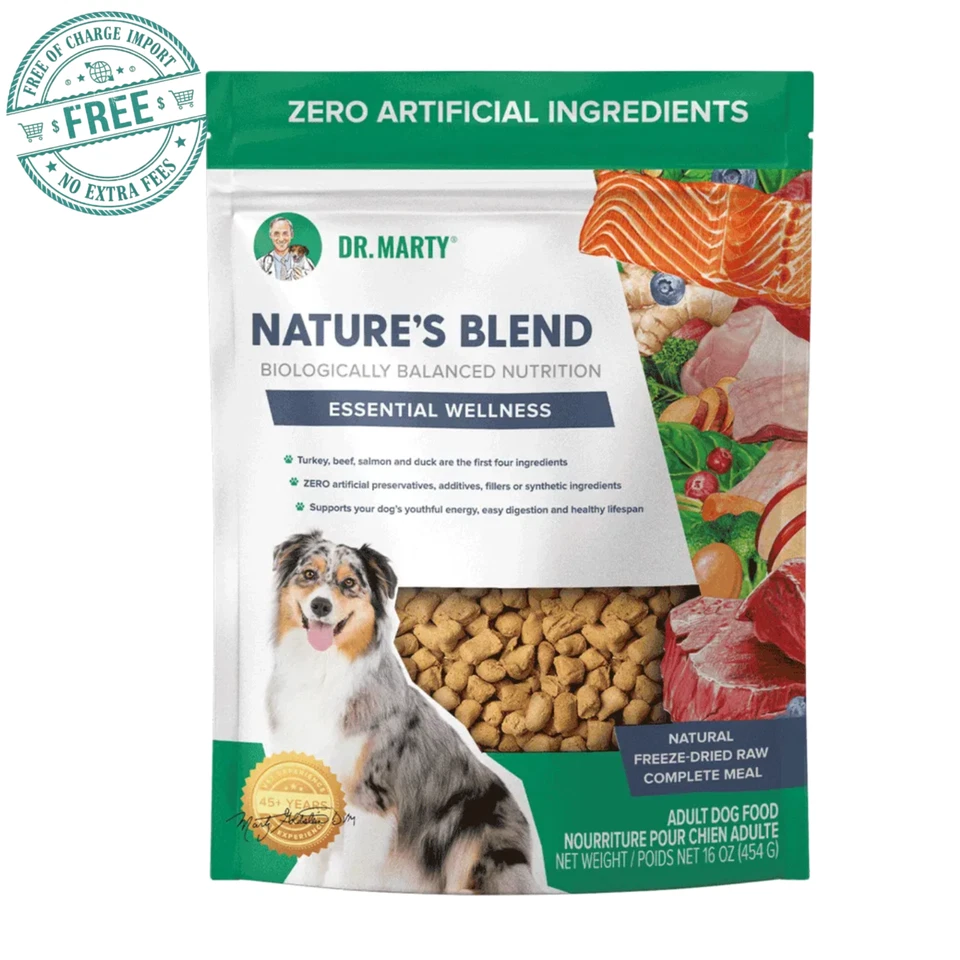 Dr. Marty Nature's Blend Essential Wellness Freeze-Dried Raw Dog Food 16 oz, NEW