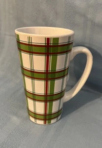 SCM Home Plaid Latte Tasse Keramik 6 "hoch x 3,5" weiß grün rot Weihnachten - Bild 1 von 10