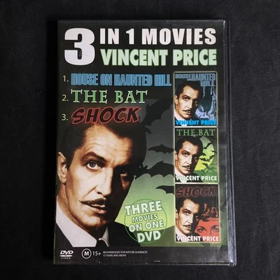 Vincent Price 3 In 1 Movies - The Bat, Shock & House On Haunted Hill Dvd PAL - image 1 of 2