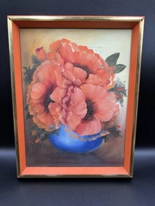 Original Ölgemälde Mohnblumen Stillleben Leinwand gerahmt Vintage 70er Jahre " - Bild 1 von 19
