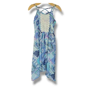 The Children's Place girls blue floral back strappy midi Dress - large - Picture 1 of 8