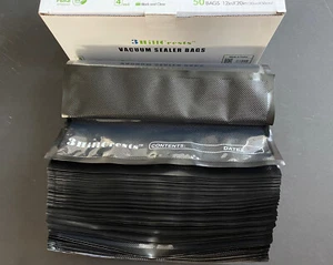 12" x 20" Schwarz/Klar Vakuumierbeutel für Lebensmittellagerung - 12er Pack - Bild 1 von 5