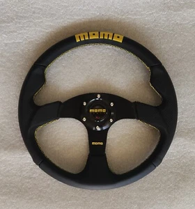 MOMO Black Leather Street Sport Steering Wheel 350mm - Picture 1 of 4