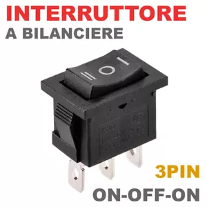INTERRUTTORE A BILANCIERE UNIPOLARE 1P2T 125V - 250V 10A/6A ON-OFF-ON 3 PIN - Foto 1 di 2