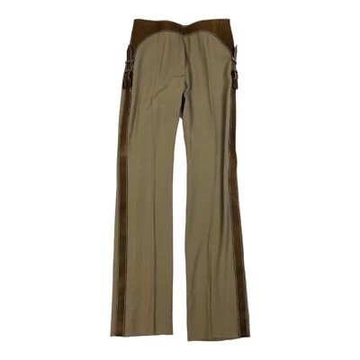 Pantalones de vestir vintage Alexander McQueen marrón lana cuero talla 40IT circa 2002 Foto 1 de 4