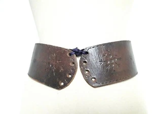 N16 LARGE CEINTURE CUIR MARRON T.75/80 VINTAGE 70 BOHO LARGE LEATHER BELT L - Imagen 1 de 9