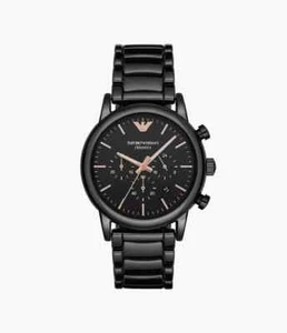 Emporio Armani Ceramica Herren Schwarz Chronograph Uhr AR1509 Neu Neu mit Etikett - Bild 1 von 3
