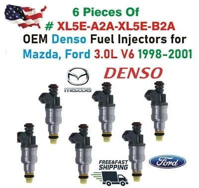 Injetores de combustível Denso x6 fabricante de equipamento original para 1999-2001 Mazda Ford 3.0L V6 XL5E-A2A/XL5E-B2A - Imagem 1 de 4