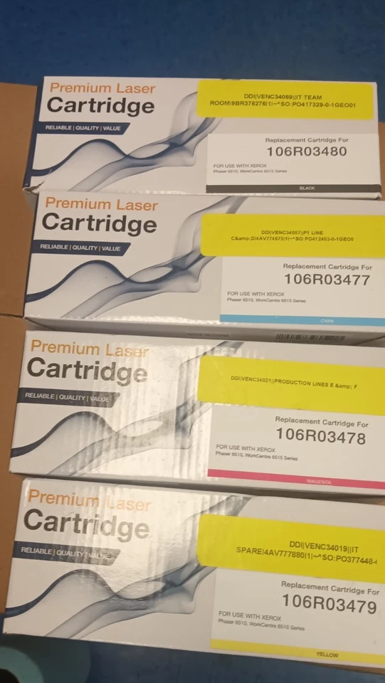 Lote de 4 cartuchos de tóner Phaser Xerox Workcentre 6510dn 6515dn 6510n CMYK Foto 1 de 1