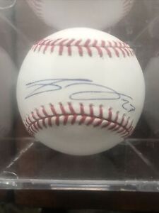 Carlos Gomez Brewers Signed Baseball MLB Sweet Spot Signed In Blue Pen