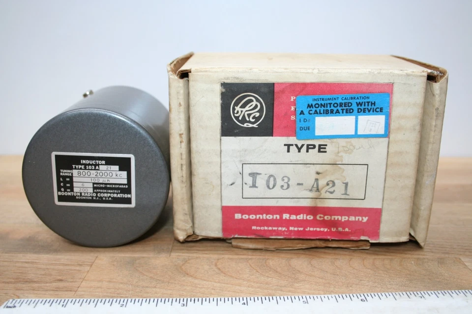 BOONTON RADIO CORP INDUCTOR TYPE 103A21 RANGE 800-2000 kc, 100uh - Image 1 of 4