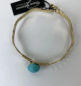 Diane Katzman Bracelet Gold Tone Turquoise Colored Bead - Picture 1 of 6