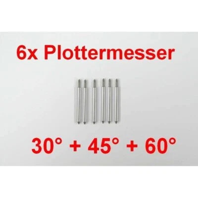 HOBBYCUT 6x Plottermesser SET 30° 45 ° 60° für Roland Helo Secabo uvm Plotter Schneideplo
