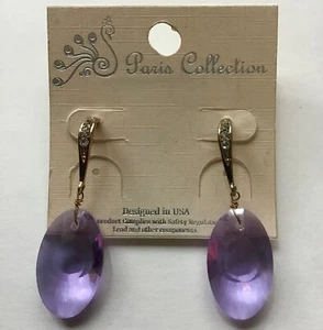 PIEDRAS VIOLETAS CON PENDIENTES DE DIAMANTES FALSOS - Imagen 1 de 3