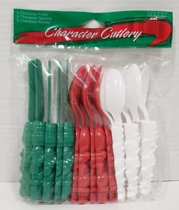 New Character Cutlery Christmas Winter Theme Plastic Utensils Santa Snowman Tree - Picture 1 of 8