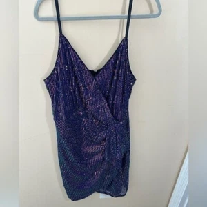 GRACE KARIN Women's Sexy Sequin Dress Wrap V-Neck Ruched Bodycon purple 2XL - Picture 1 of 5