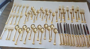 TOWLE Classic PLUME Gold Electroplate Silverware, 12 Five-piece place settings