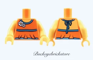 LEGO Minifigura City Town Girl Mujer Naranja Top con Flores Torso - Imagen 1 de 1
