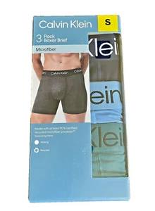 3er Pack Calvin Klein Herren Boxershorts Microfaser feuchtigkeitsableitend, blau/grün, Gr. S - Bild 1 von 3