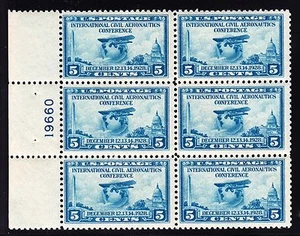 US 650 5c Aeronautics Conference Mint Left Side Plate Block VF OG NH SCV $70 - Picture 1 of 2