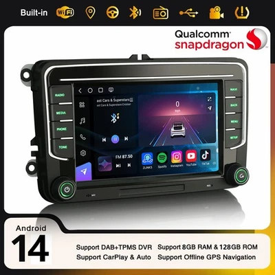 8GB+128GB Android 14 Autoradio Navi per VW Passat Golf MK5/6 Caddy Tiguan Touran - Bild 1 von 4